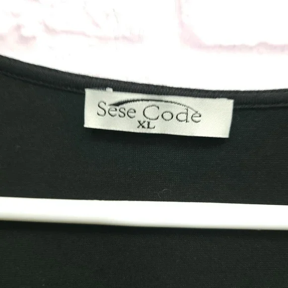 Sese Code Teal Feather Sheer Mesh Tunic Blouse Sz XL Flowy Flutter Boho Mature - Picture 6 of 8